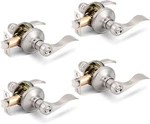 Satin Nickel Privacy Door Handles - Keyless Bed Bath Levers, 4 Pack. Fixed Price $99.99.