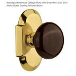 Nostalgic Warehouse Cottage Plate Brown Porcelain Door Knob Double Dummy Brass. Fixed Price $71.99.