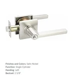 Emtek Helios Keyed Lever With Square Rosette 5122HLORHUS15 Satin Nickel. Fixed Price $125.00.