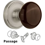 Nostalgic Passage Knob 708371 Brown Porcelain Satin Nickel. Fixed Price $49.99.