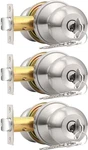 Probrico Brushed Nickel One Keyway Ball Door Knobs Entry Lock With Keys, 3 Pack. Fixed Price $67.19.
