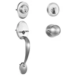 Front Door Handle Deadbolt Set, Satin Nickel Lock With Inter. Fixed Price $44.29.