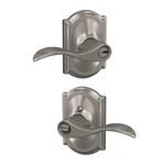 Door Lock Lever Keyed Entry Accent Camelot Satin Nickel Schlage F51A Trim. Fixed Price $74.99.