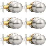 Probrico Round Passage Door Knobs Handles Brushed Nickel 6 Pack Interior Hall Cl. Fixed Price $93.91.