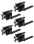 Tinewa 5 Pack Square Privacy Matte Black Door Levers Locksets, Bed/bath. Fixed Price $100.87.