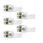 Razcc Heavy Duty Interior Door Lever Handles Keyless Lock Satin Nickel (5 Pack). Fixed Price $45.01.