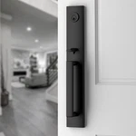 Baldwin Santa Cruz Full Plate Single Cylinder Keyed Entry Handleset Satin Black. Fixed Price $119.00.