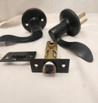 Dynasty Rubbed Bronze Privacy Door Lever Set Complete Modern Style Reversible. Fixed Price $28.00.