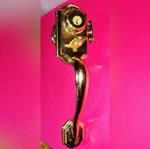 Golden Polished Brass Door Entrance Handle Lock House Key Security. Fixed Price $99.00.