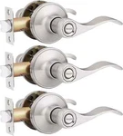3 Pack Probrico Bed Bath Satin Nickel Wave Style Privacy Door Levers Handles. Fixed Price $48.00.