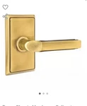 Emtek 8121MRHUS14 Rectangular Rosette Milano Lever French Antique Brass. Fixed Price $79.00.