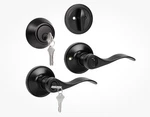 Knobwell Entry Lever Door Handle Single Cylinder Deadbolt Set Keyed Alike X2. Fixed Price $95.00.