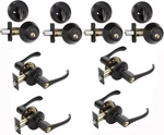Vail Front Door Lockset & Deadbolt Set, Aged Oil Rubbed Bronze (4 Pack). Fixed Price $231.99.