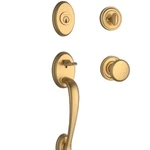 Baldwin Columbus Handleset W/round Knob Traditional Rose Satin Brassnblack. Fixed Price $199.00.