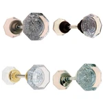 Octagonal Glass Doorknobs. 2-1/4" Fancy Decorative Antique Vintage Retro Nickel. Fixed Price $91.80.