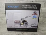Ticonn Traditional Wave Style Reversible Door Lever Satin Nickel, New/sealed. Fixed Price $24.99.