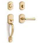 Sorwduerm 1 Pack Gold Front Door Handle Deadbolt Set Reversible Missing Part. Fixed Price $59.99.