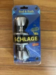 Schlage F40 626 Bell Door Knob Kit Bed & Bath Privacy Lock Satin Chrome. Fixed Price $19.99.