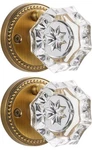 Sorwduerm 2 Pack Antique Brass Door Knobs Crystal Interior Privacy Bed/ Bathroom. Fixed Price $62.88.