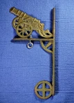 Vintage Cast Iron Cannon Door Wall Mount Holder Eclectic Gold Color Decor. Fixed Price $25.00.