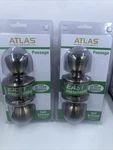 Door Knob Atlas Antique Brass Hall& Closet Tulip Lock. QTY2. Fixed Price $20.66.