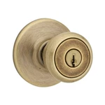 Kwikset 400T 5 Tylo Antique Brass Keyed Front Entry Door Knob Round Handle. Fixed Price $7.99.