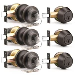 Brotima 3-PACK Keyed Alike Front Door Knob & Deadbolt Set Oil Rubbed Bronze. Fixed Price $106.84.