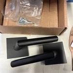 Emtek 5050STUUS19 Stuttgart Door Lever Dummy With Square Rosette Flat Black. Fixed Price $63.75.