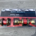 Ultra Hardware - Entry Set Gold Deadbolt & Door Knob. Fixed Price $14.99.