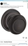 Baldwin PSELLTRR112 Ellipse Passage Door Knob With Round Rose - Venetian Bronze. Fixed Price $65.00.