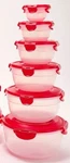 Locknlock 6-PC Food Storage Round,nestable,air Tight,gasket Lid K92659 Red. Fixed Price $20.95.