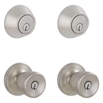 Brill Satin Stainless Steel Single Cylinder Deadbolt And Keyed Entry Door Knob P. Fixed Price $59.55.