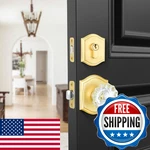 Dllween Satin Brass Crystal Glass Passage Door Knob And Single Cylinder. Fixed Price $93.77.