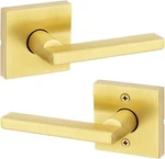 Kwikset Halifax Square Satin Brass Privacy Bed Bath Door Handle. Fixed Price $34.99.