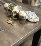 Satin Nickel Single Cylinder Deadbolt, Cml Hardware Keyed Entry Door Knob Set. Fixed Price $20.00.