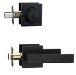 Ncsen Door Lock Set Single Cylinder With Deadbolt, Matt Black, New. Fixed Price $22.95.
