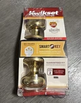 New Kwikset Entry Door Lockset Smartkey Microban Technology Gold. Fixed Price $21.00.