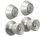 Keyed Entry Door 2 Knobs & Deadbolts Combo Hyper Tough Tulip Stainless. Fixed Price $28.95.