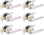 Brushed Nickel Keyless Door Levers - 6 Pack Interior Locksets. Fixed Price $147.99.