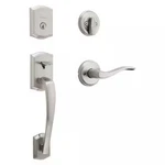 Kwikset Prescott Single Cylinder Door Handleset With Sedona Satin Nickel. Fixed Price $94.99.