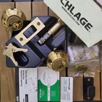 Nos Schlage B662P 605 Double Cylinder Deadbolt Brass W/ Keys Latch Strike Plate. Fixed Price $69.00.
