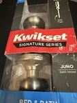 Kwikset Juno Satin Nickel Round Door Knob Bed And Bath Privacy 97300-829. Fixed Price $15.00.