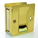 Passage Sliding Pocket Door Lock 2.75 X 2.5" Polished Brass, Taymor 25-PH590PB. Fixed Price $6.99.
