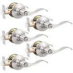 Gobekor 5 Pack Brushed Nickel Door Privacy Lever - Keyless, Satin. Fixed Price $68.41.
