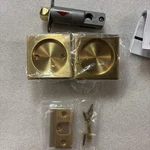 Emtek 2134US4 Square Tubular 2-1/2" Passage Pocket Door Pull, Satin Brass. Fixed Price $50.00.