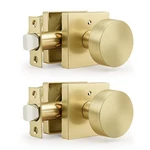 Gobrico Gold Door Knobs Interior With Square ROSETTE(2 Pack), Brushed Finis. Fixed Price $91.38.