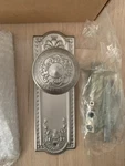 Nostalgic Warehouse Plate With Egg & Dart Knob Privacy 2.75" Satin Nickel. Fixed Price $65.00.