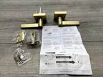 Miseno MLK4022SB Lorton Flat Bar Passage Door Lever Set - Satin Brass. Fixed Price $9.00.