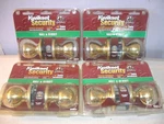 (4) Kwikset Locksets -- Hall & Closet Brass Finish New. Fixed Price $40.00.
