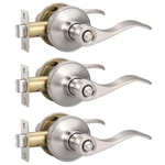 Knobonly 3 Pack Brushed Satin Nickel Door Lever Privacy Handles, Zinc Al.... Fixed Price $69.62.